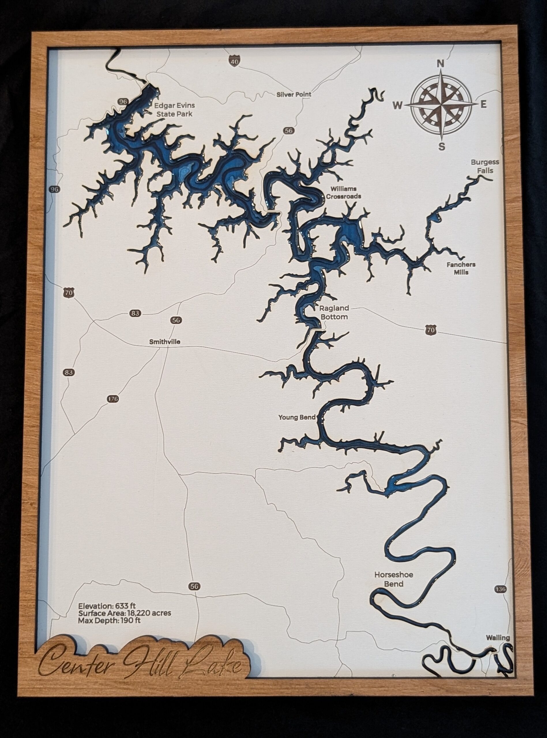 Center Hill Lake Topographical Map